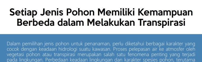 Setiap Jenis Pohon Memiliki Kemampuan Berbeda dalam Melakukan Transpirasi